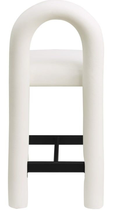 Meridian Furniture Amari Cream Leather Upholstered Counter Stool-3