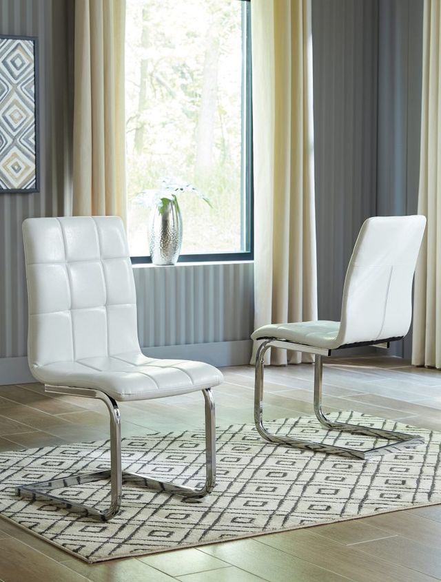 Signature Design by Ashley® Madanere White/Chrome Upholstered Dining Side Chair-2