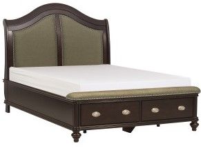 Mazin Furniture Marston Dark Cherry/Beige Queen Sleigh Bed-2