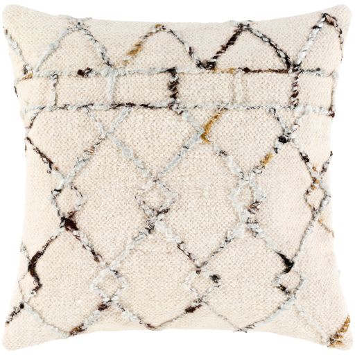 Surya Nettie Tan 20"x20" Toss Pillow with Down Insert-0
