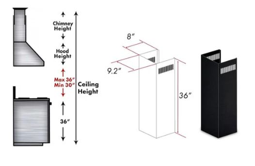 ZLINE 36" Black Stainless Steel Chimney Extension -1