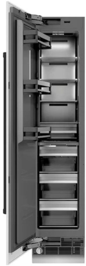 ZLINE Autograph Edition 18 in. 8.6 Cu. Ft. Left Hinge Column Freezer in White Matte with Graphite Gray Interior and Matte Black Accents-1