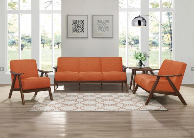 Homelegance® Damala Orange/Walnut Sofa-3