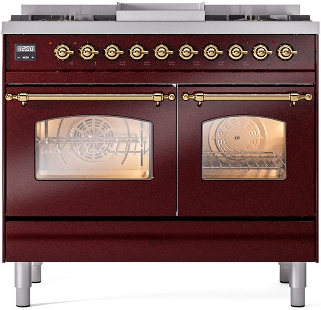 Ilve® Nostalgie II Series 40" Burgundy Pro Style Dual Fuel Range-0