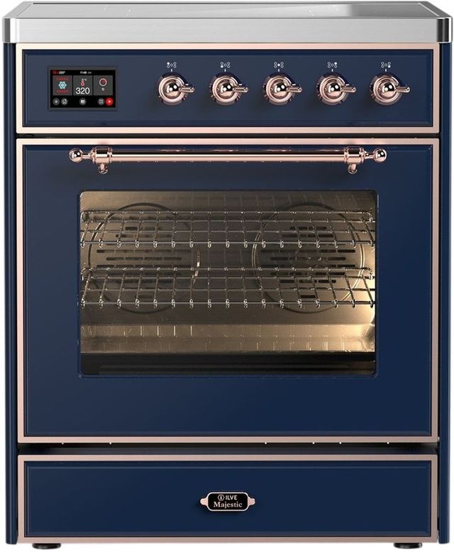 Ilve® Majestic III 30" Midnight Blue Pro Style Induction Range with Triple Glass Door and Copper Trim-0