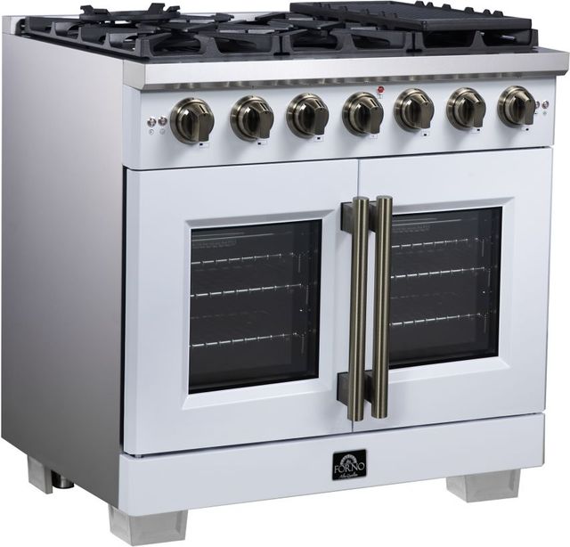 FORNO® Capriasca Series Alta Qualita 36" White Pro Style Gas Range-1