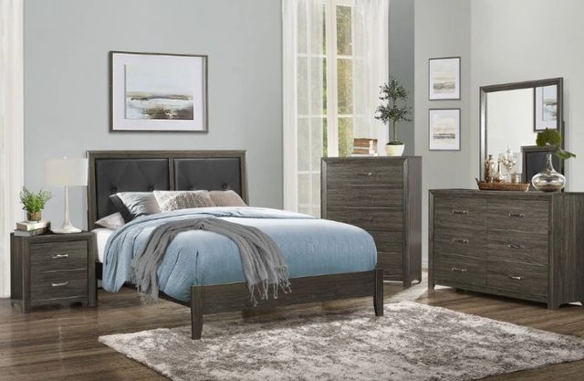 Homelegance® Edina Black/Dark Gray Full Upholstered Panel Bed-1