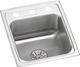 Elkay Lustertone® Classic Lustrous Satin 15" x 17-1/2" x 6-1/2" 1-Hole Single Bowl Drop-In ADA Sink with Perfect Drain®-0