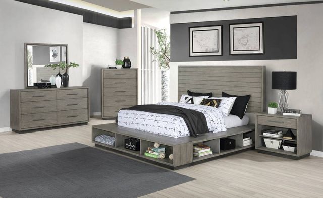 Coaster® Derbyshire Grey Oak California King Storage Bed-1