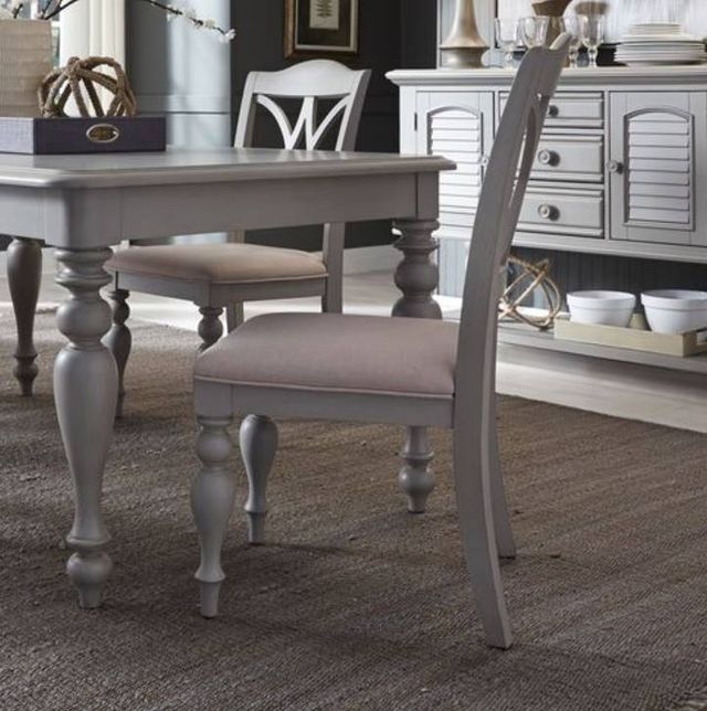 Liberty Furniture Summer House Dove Gray Slat Back Side Chair-1