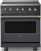 Viking® 5 Series 30" Cast Black Pro Style Induction Range with Brushed Brass Trim-0