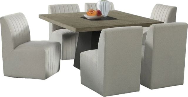 Elements International Jemma 7-Piece Beige/Gray Dining Table Set-0