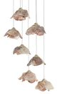 Currey & Company Catrice Painted Silver/Contemporary Silver Leaf/Natural Shell 7-Light Multi-Drop Pendant-1
