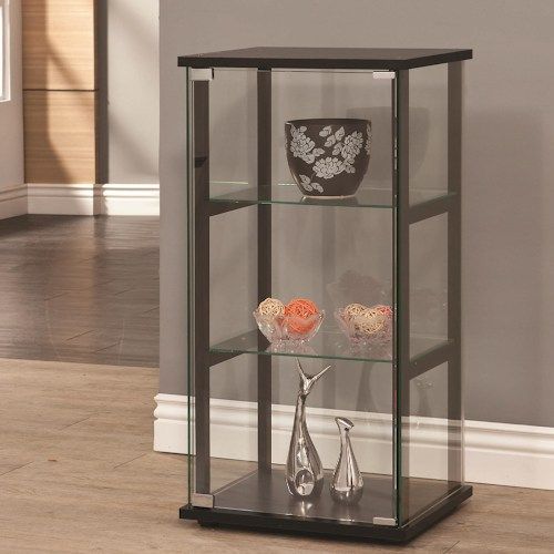 Coaster® Cyclamen Black/Clear 3-Shelf Glass Curio Cabinet-1