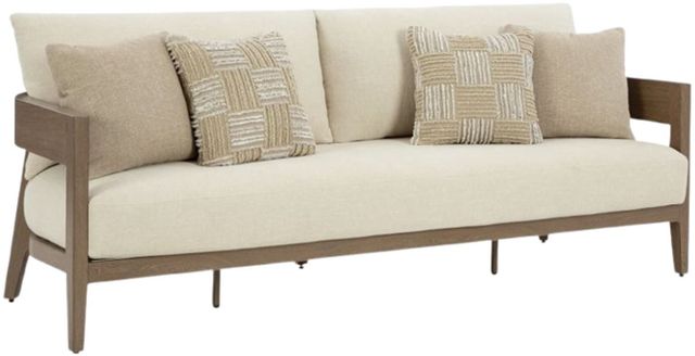 Signature Design by Ashley® Serene Bay Dark Brown/White Aluminum/Fabric Outdoor Sofa-0