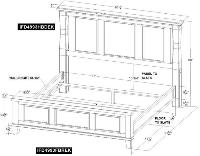 International Furniture Direct Stoa White Eastern King Panel Bed-1