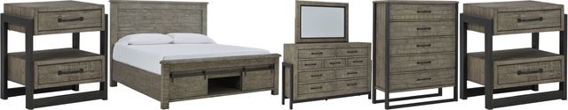 Signature Design by Ashley® Brennagan 6-Piece Gray Queen Storage Panel Bed Set-0