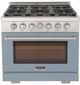 Kucht Professional KFX Series 36" Stainless Steel Pro Style Natural Gas Range with Light Blue Door and True Simmer Burners-0