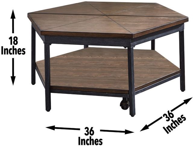Steve Silver Co. Ultimo Mocha Hexagon Lift-Top Cocktail Table with Black Base-2