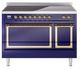 Ilve® Nostalgie II Noblesse 48'' Midnight Blue Pro Style Induction Range with Brass Trim-0