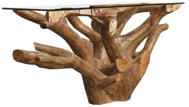 Modus Furniture One Glass Top Console Table with Natural Base-0