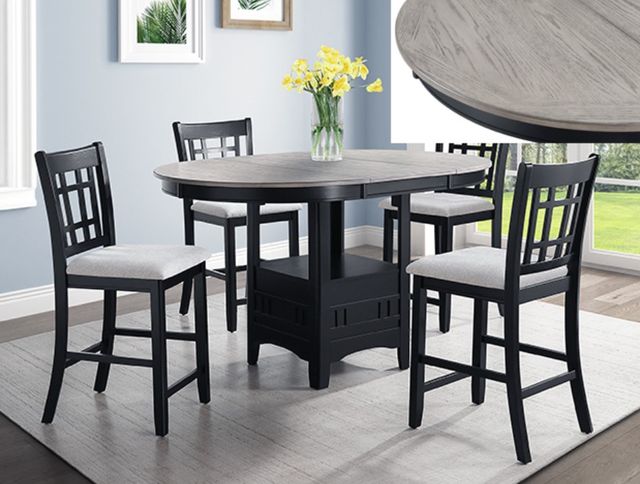 Crown Mark Hartwell 5-Piece Black/Light Gray Counter Height Dining