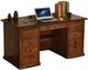 TEI Burnish Walnut Brown 60" Flat Top Desk with USB Power Outlet-0