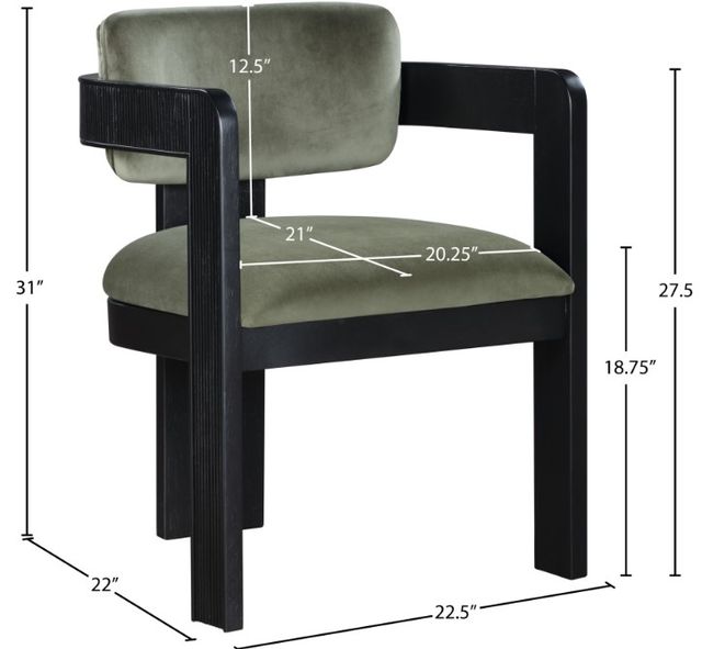 Meridian Furniture Sacha Green/Black Velvet Dining Chair-2