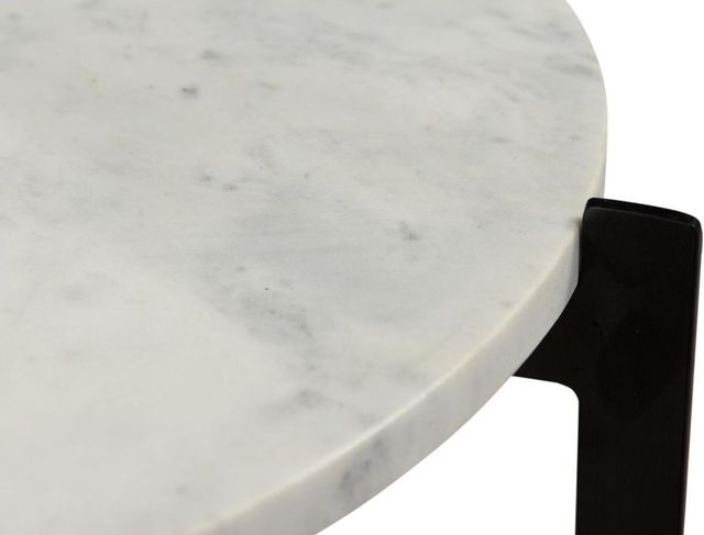 Moe's Home Collection Melanie White Marble Round Accent Table with Matte Black Iron Base-1