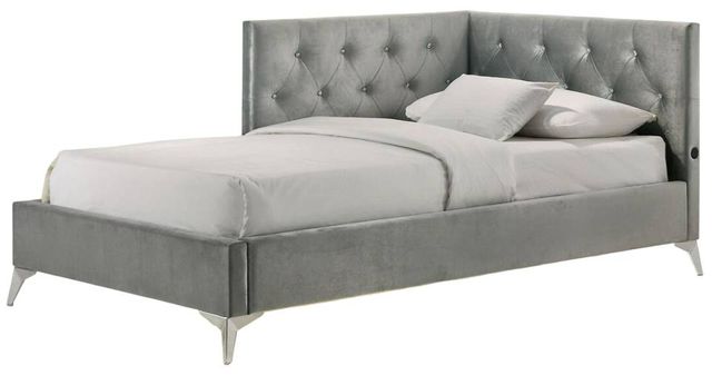 Elements International Amberley Gray Twin Youth Corner Panel Bed-0