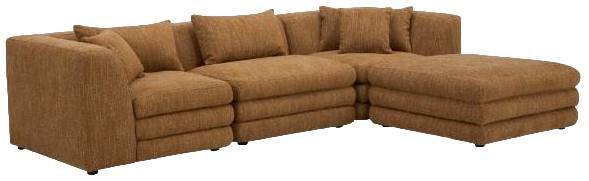 Moe's Home Collection Lowtide Lounge 4-Piece Amber Glow Modular Sectional and Ottoman-0