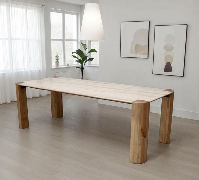 Nest Home Collections Esme Nordic Natural/Sabbia Travertine 94" Rectangular Dining Table-1