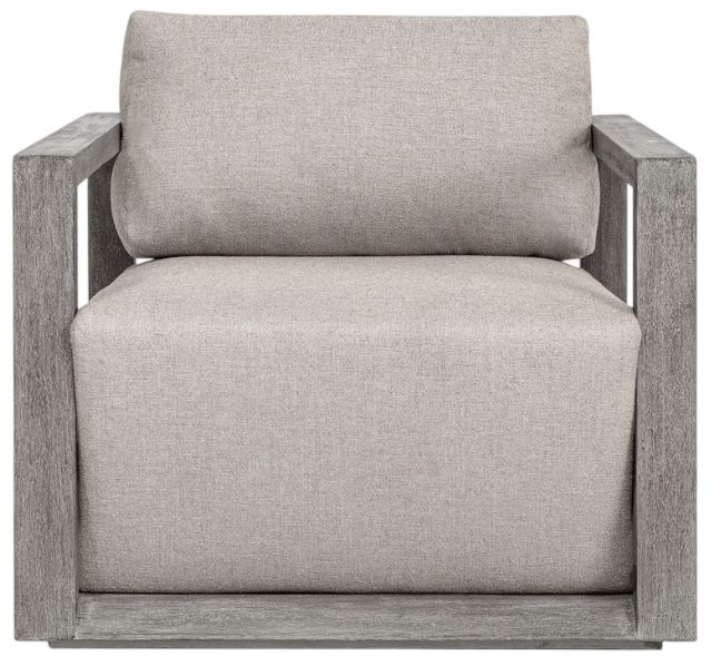 Uttermost® Remsen Dove/Weathered Gray Fabric/Wooden Outdoor Lounge Chair-3