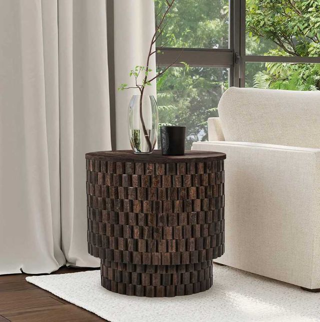 Classic Home Norwood Bark Brown 25" Round End Table-1
