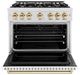 ZLINE Classic Autograph Edition 36" Satin Stainless Steel Pro Style Gas Range with White Matte Door and Polished Gold Accents-1