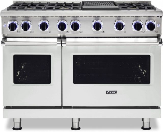 Viking® 7 Series 48" Frost White Pro Style Liquid Propane Range with 12" Reversible Griddle-0