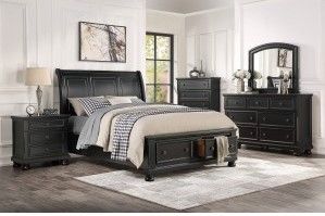 Mazin Furniture Laurelin Black Queen Sleigh Bed-3
