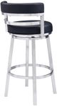 Armen Living Madrid Black/Brushed Stainless Steel Bar Stool-3