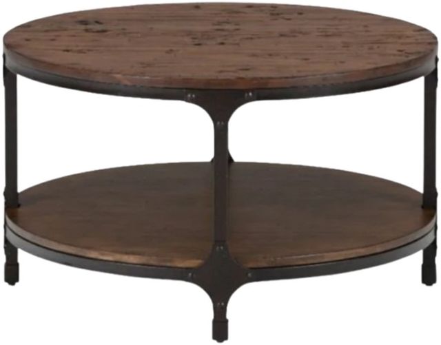 Jofran Inc. Urban Nature Brown Round Cocktail Table with Black Frame-2