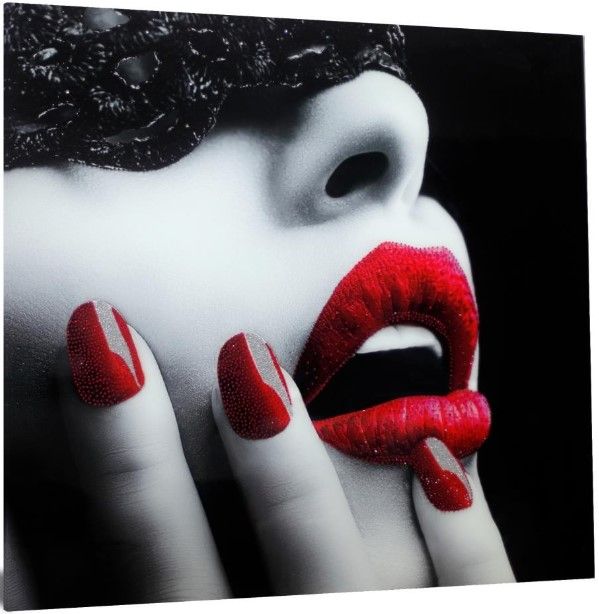Classy Living Luscious Lace Lips Frameless Wall Art-3