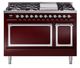 Ilve® Nostalgie II Noblesse 48'' Burgundy Pro Style Dual Fuel Range with Chrome Trim-0