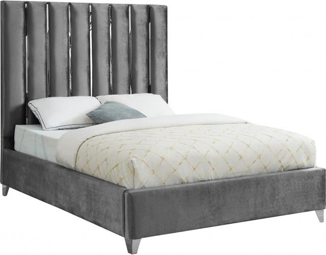 Meridian Furniture Enzo Grey Velvet Full Bed-0