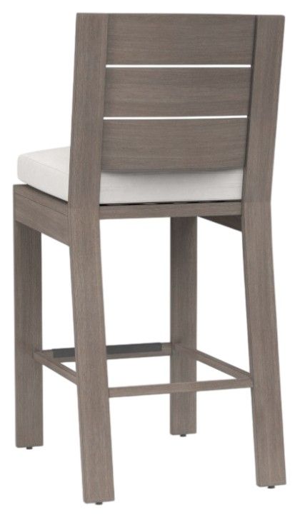 Sunset West Laguna Driftwood Aluminum Outdoor Bar Stool with Canvas Flax Cushion-2
