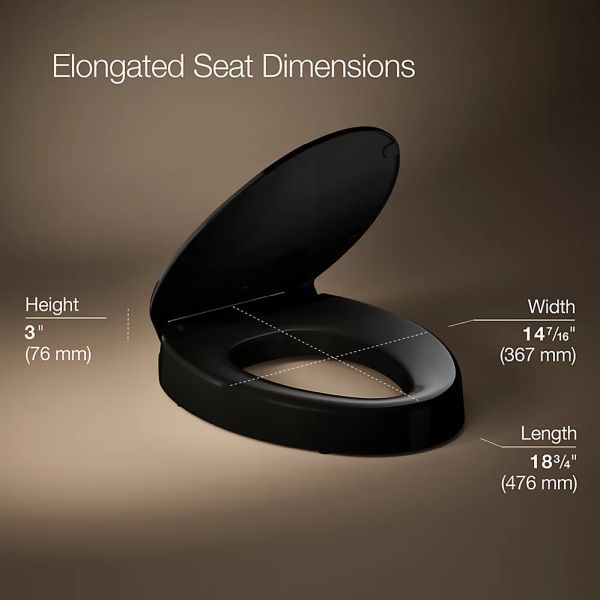 KOHLER® Hyten® Black Elevated Quiet-Close™ Elongated Toilet Seat-4