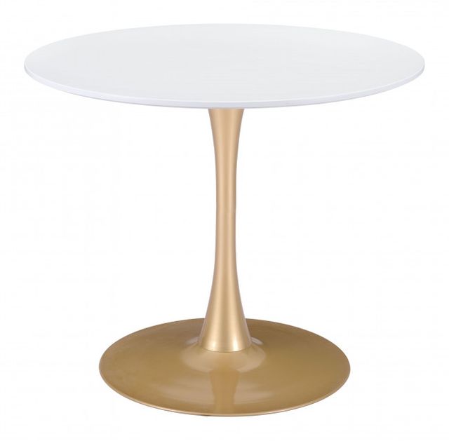Zuo® Modern Opus White Dining Table with Gold Base-2