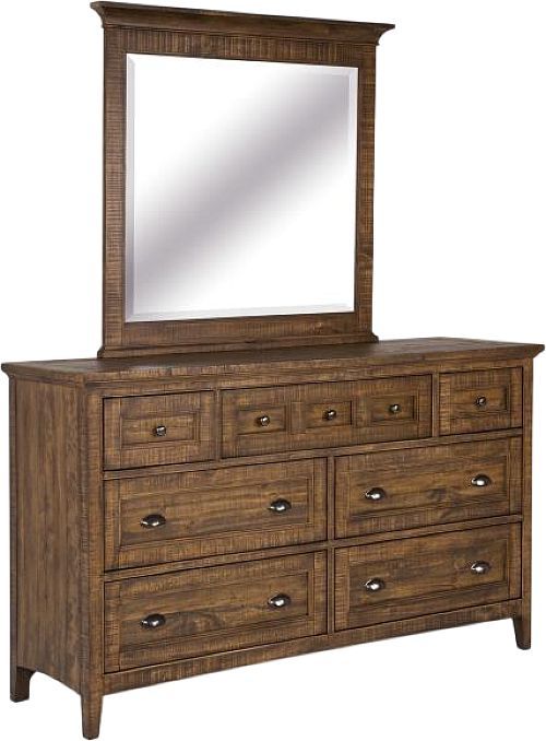 Magnussen Home® Bay Creek Toasted Nutmeg Drawer Dresser and Landscape Mirror