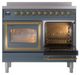 Ilve® Nostalgie II Noblesse 40'' Blue Gray Pro Style Induction Range with Brass Trim-4
