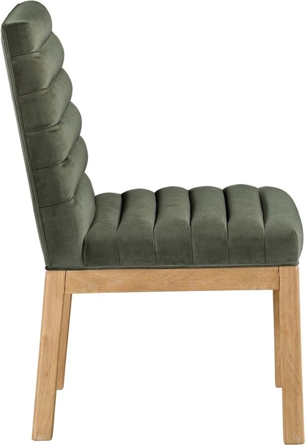 Meridian Furniture Evelyn Green/Natural Velvet Upholstered Side Chair-2