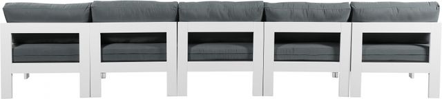 Meridian Furniture Nizuc 5-Piece Gray/White Aluminum/Fabric Outdoor Patio Armless Modular Sectional-3