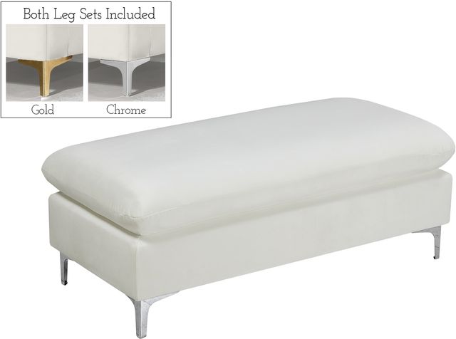 Meridian Furniture Naomi Cream Velvet Ottoman-0
